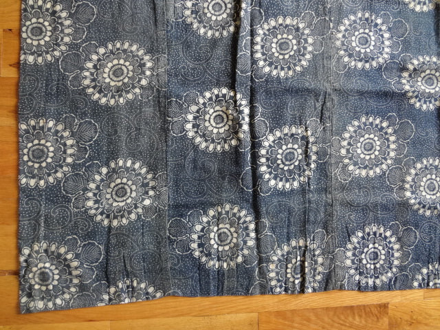 Japanese indigo cotton panel, katazome