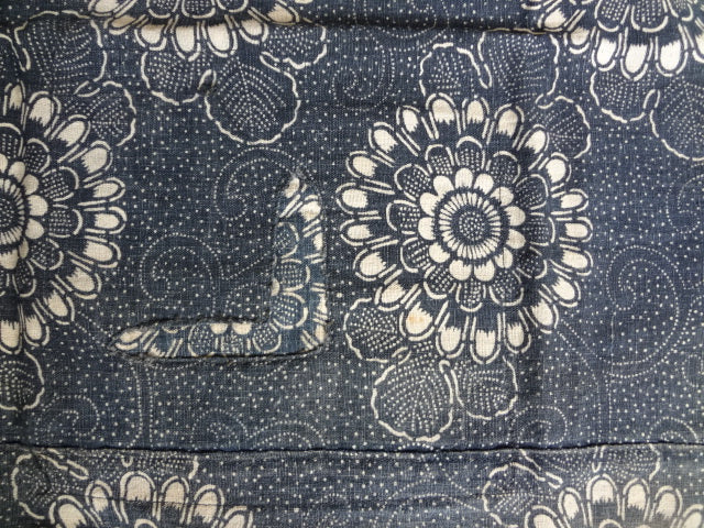 Japanese indigo cotton panel, katazome