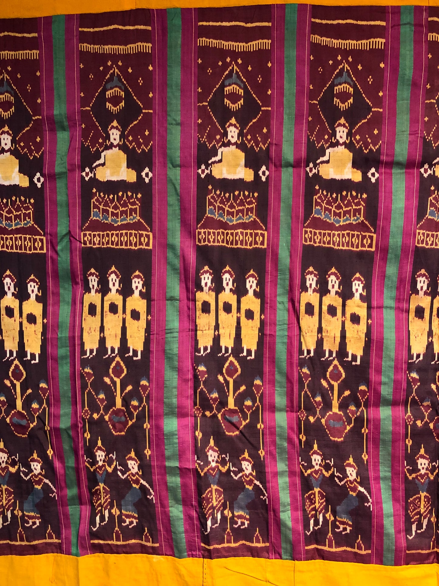 Cambodian silk ikat ceremonial hanging