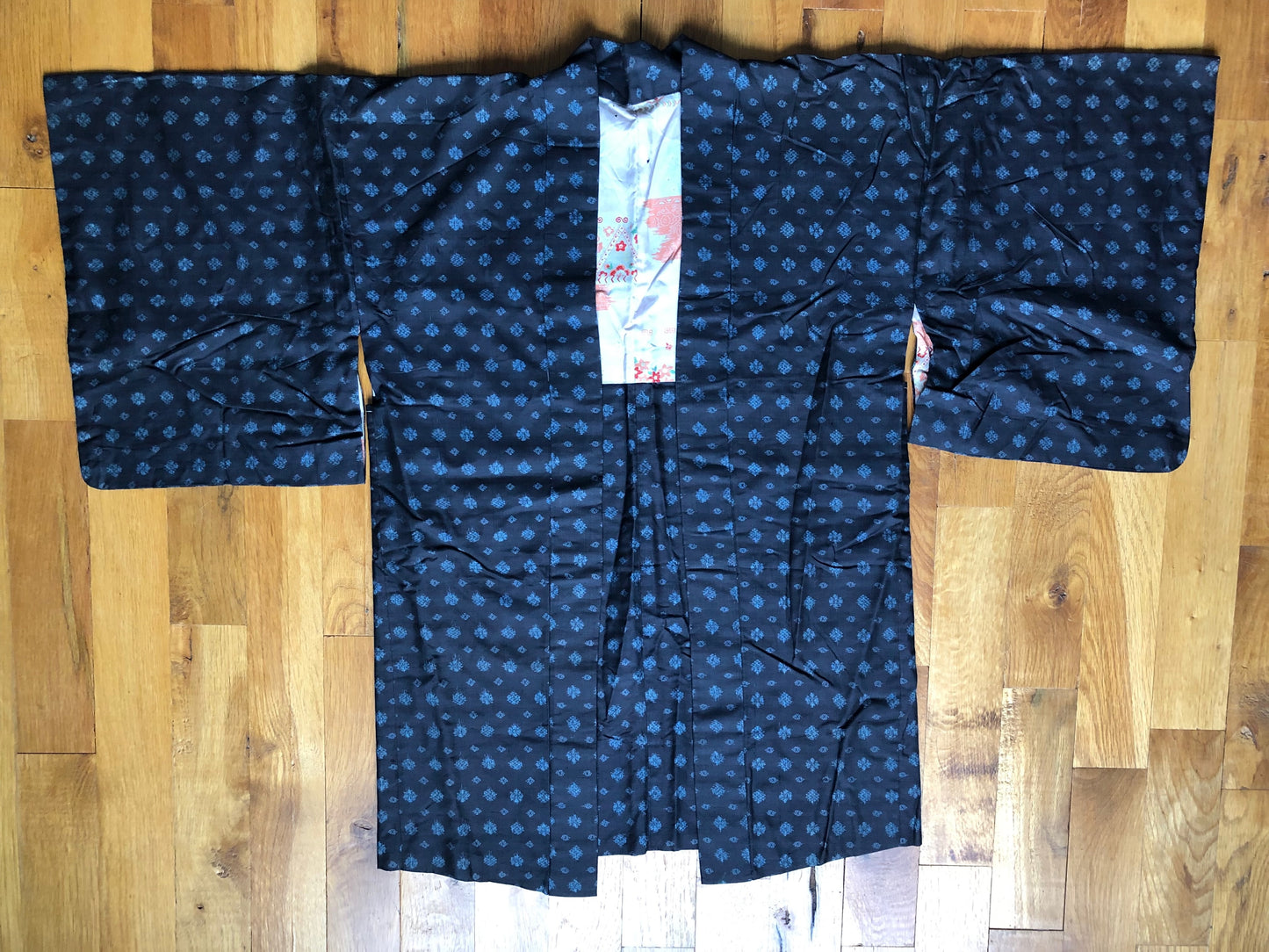 Japanese double ikat silk haori jacket