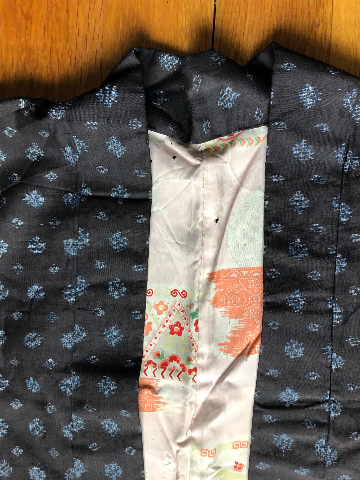 Japanese double ikat silk haori jacket