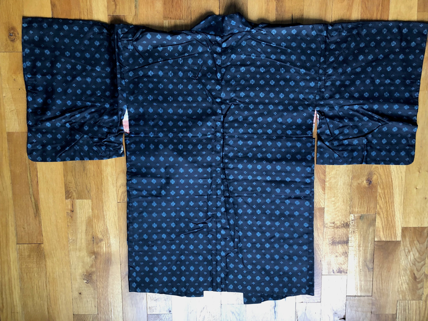 Japanese double ikat silk haori jacket