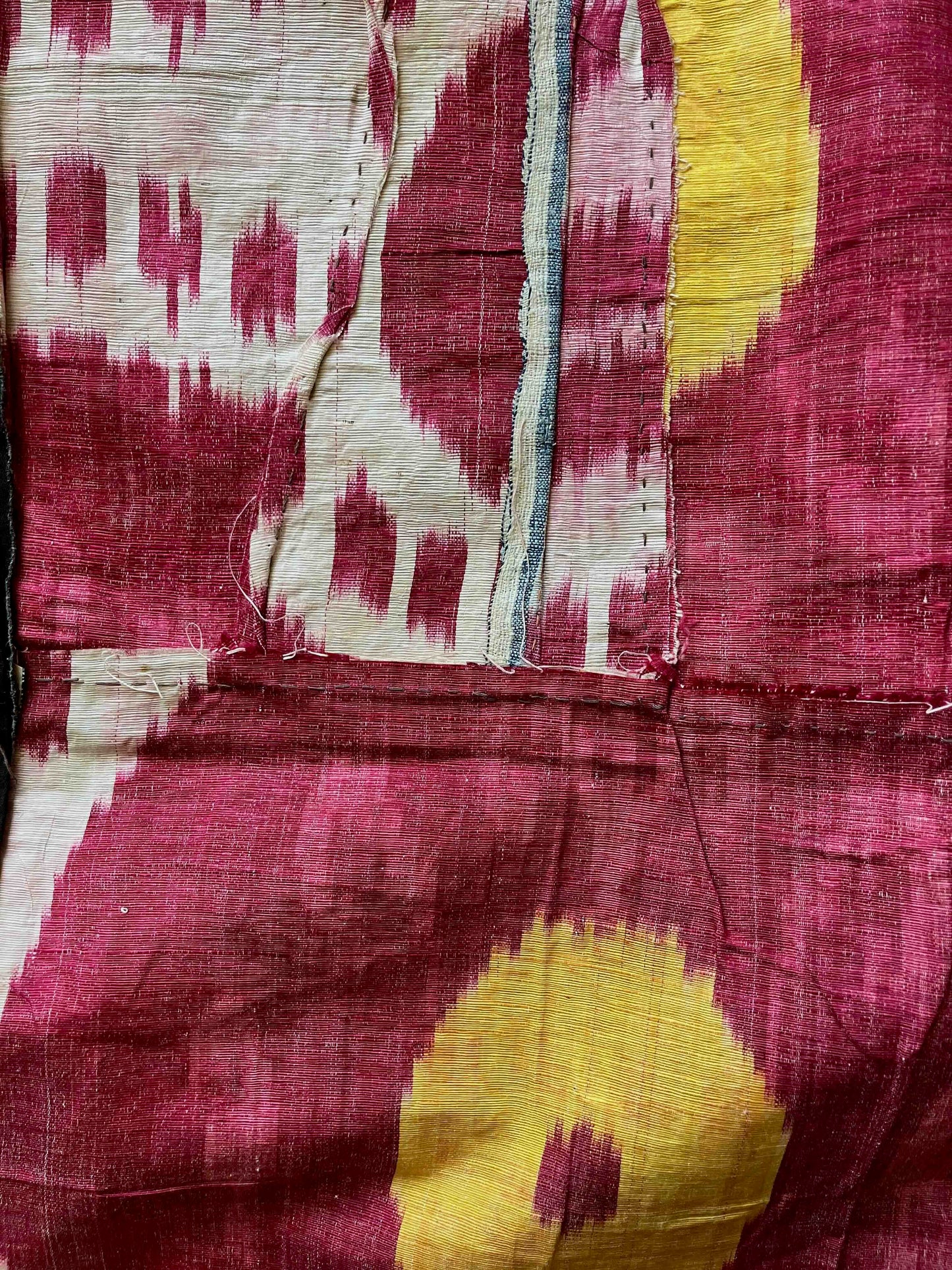 Antique Uzbek adras ikat panel