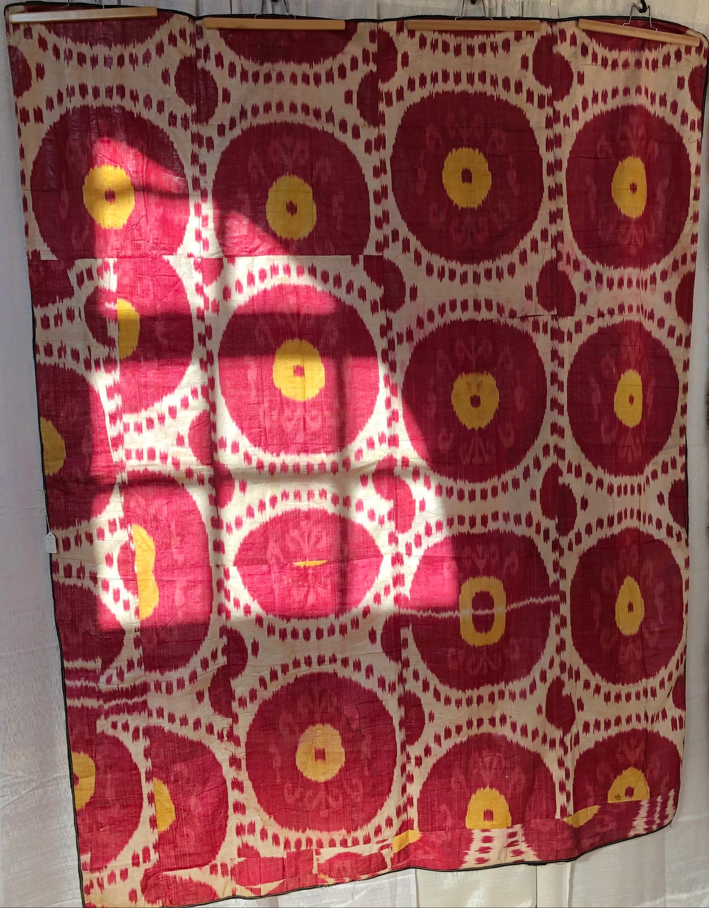 Antique Uzbek adras ikat panel