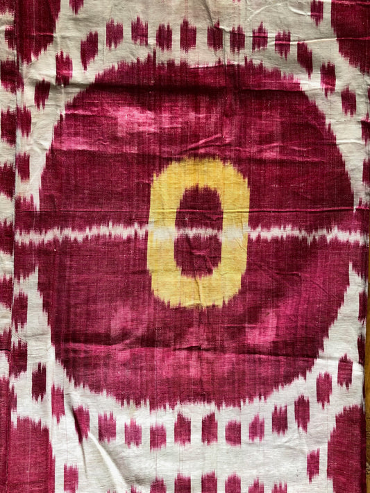 Antique Uzbek adras ikat panel