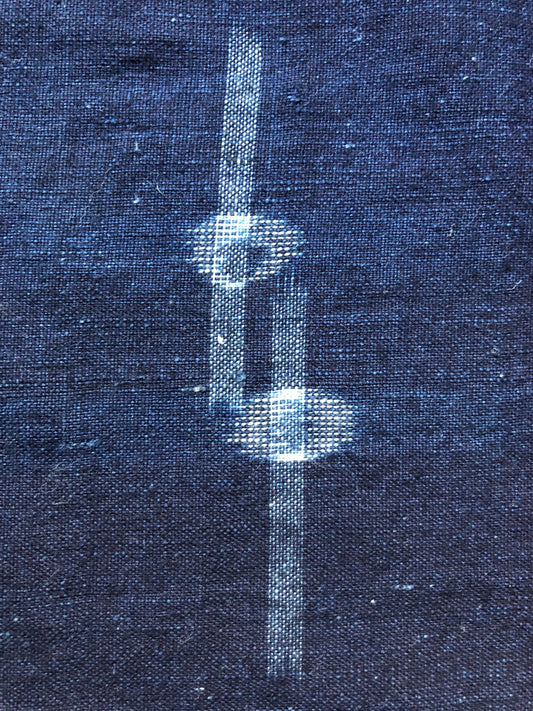 Japanese double ikat indigo cotton fragment