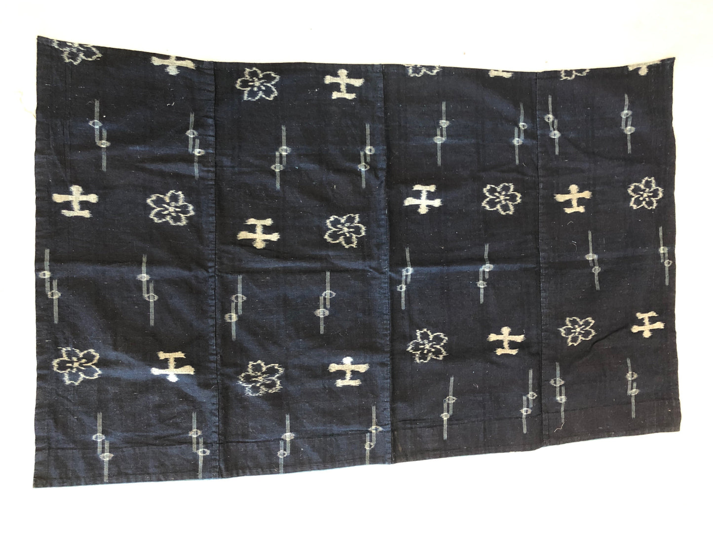 Japanese double ikat indigo cotton fragment