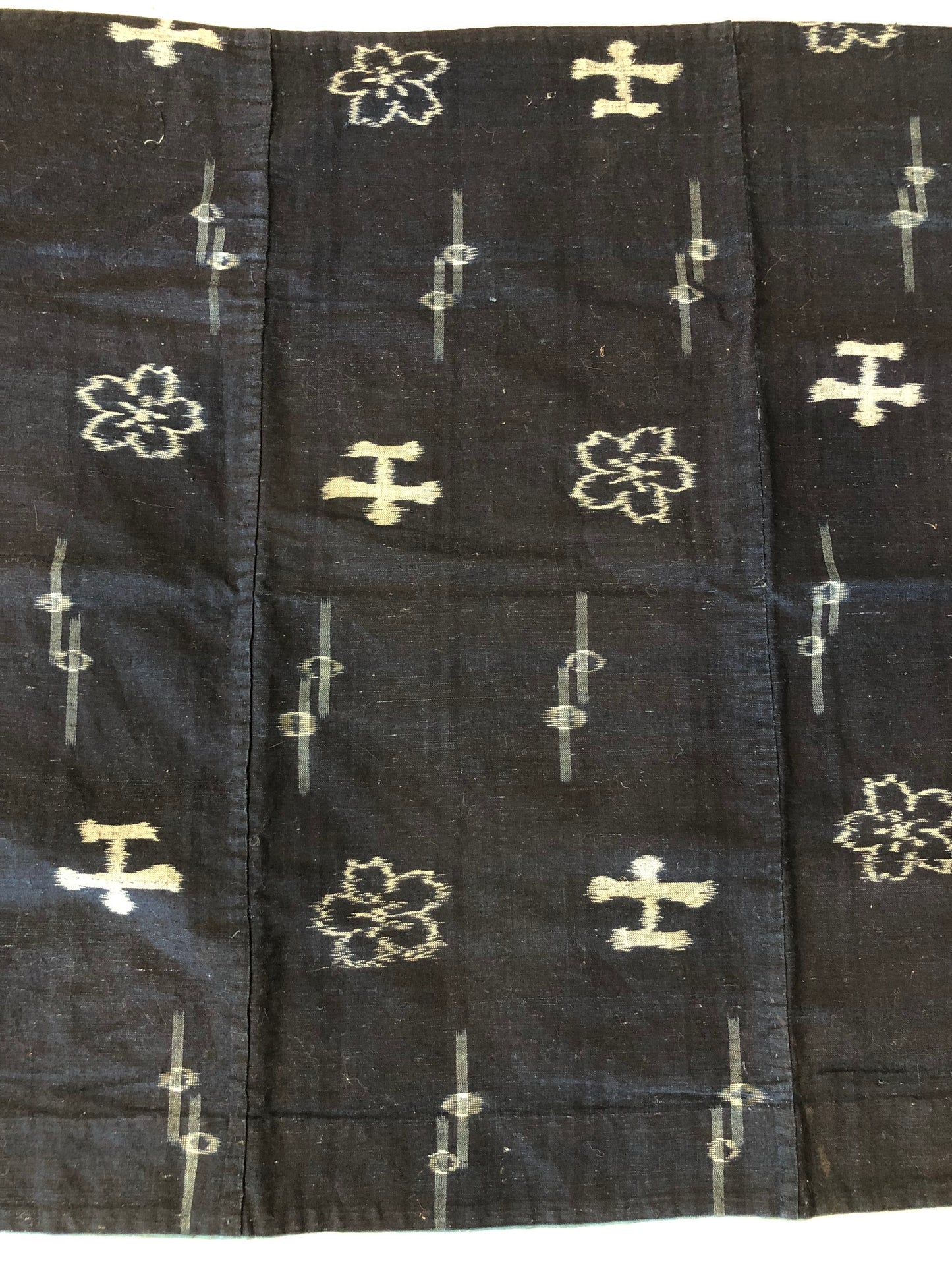 Japanese double ikat indigo cotton fragment