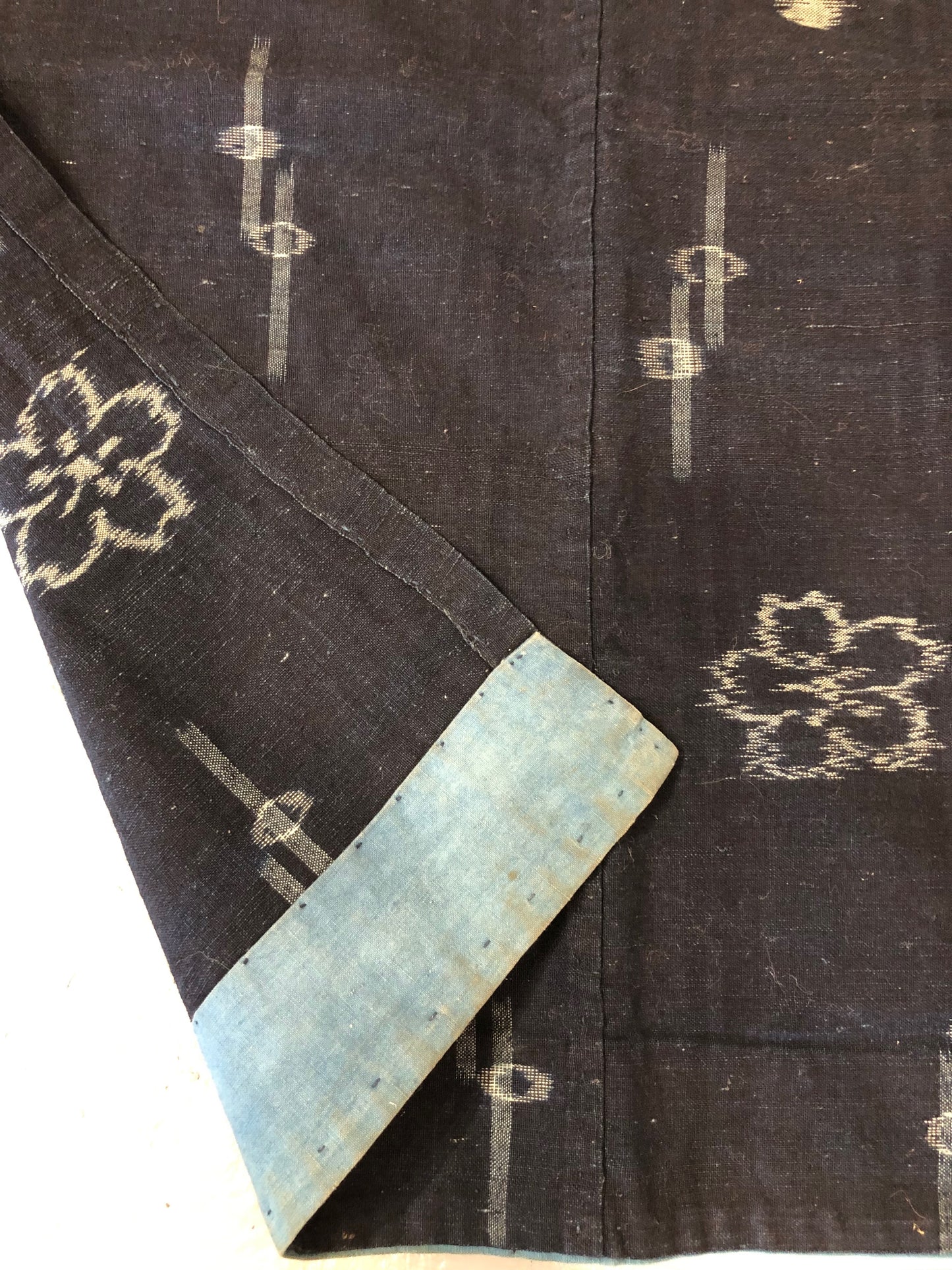 Japanese double ikat indigo cotton fragment