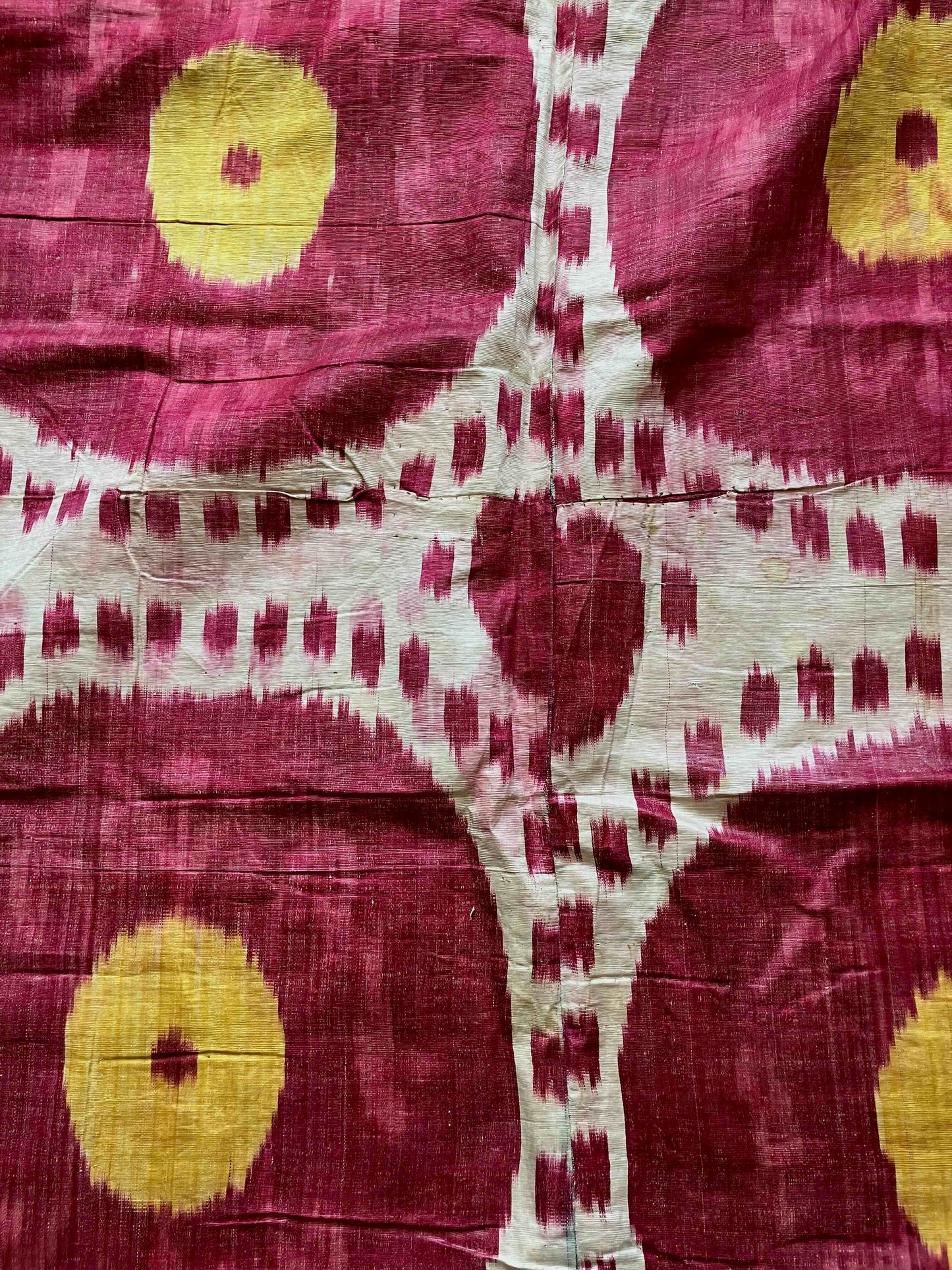 Antique Uzbek adras ikat panel